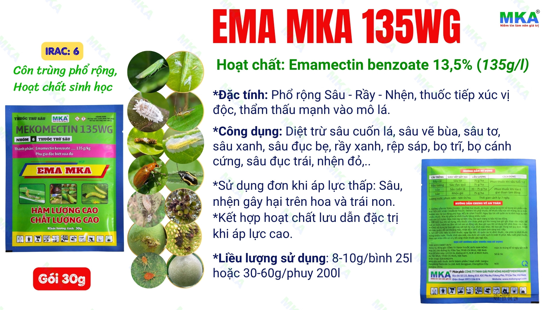 thông tin sản phẩm EMA MKA hoạt chất emamectin benzoate 135WG